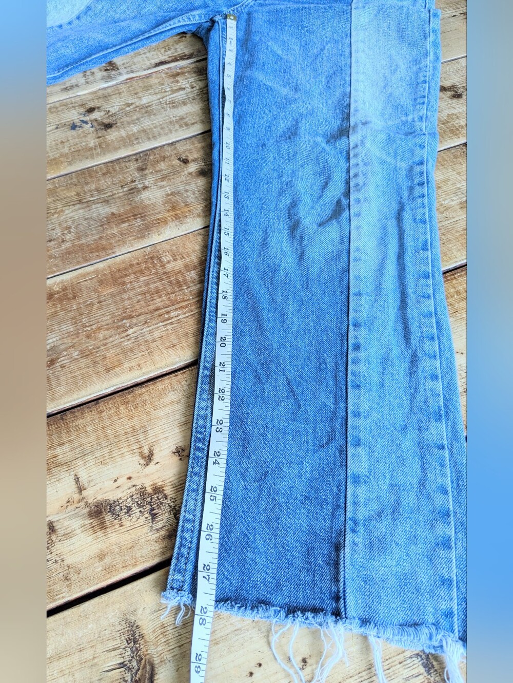 BDG Urban Outfitters Jessye Two-Tone Straight Leg Cropped Cotton Raw Hem W28 - Picture 9 of 10